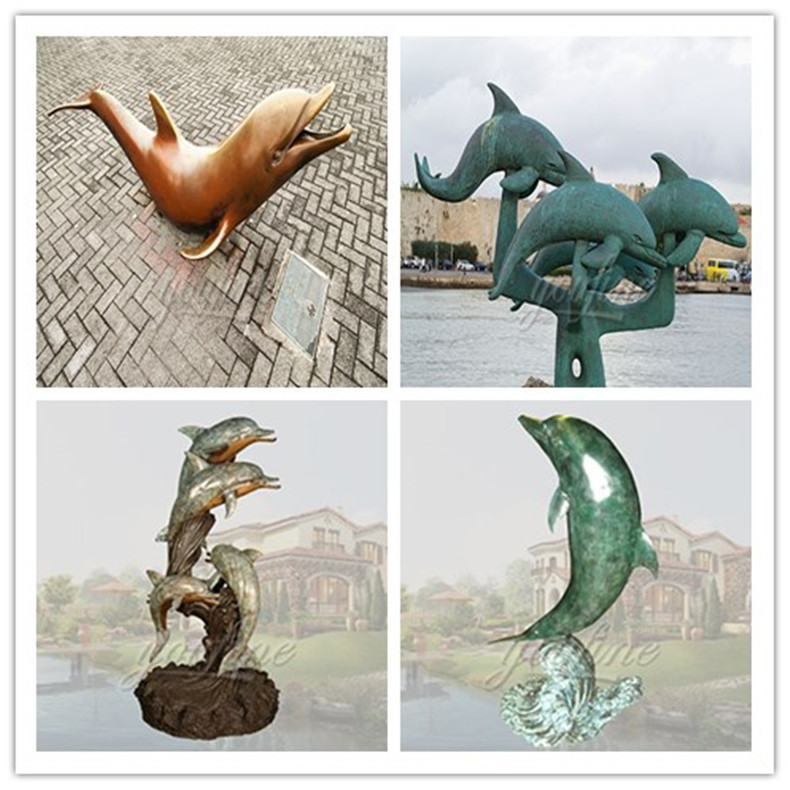 life size garden bronze dolphin sculptures